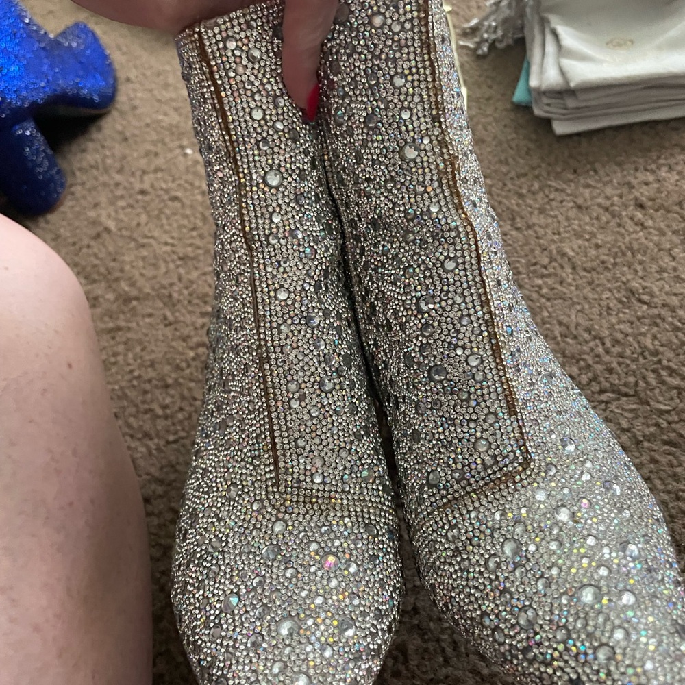Betsey Johnson Glittering Rhinestone Ankle Booties